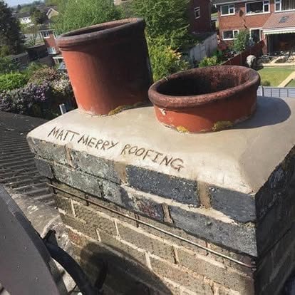 Chimney stack repair and repointing with pots reset and stack made weathertight — Matt Merry Roofing, Leicestershire
